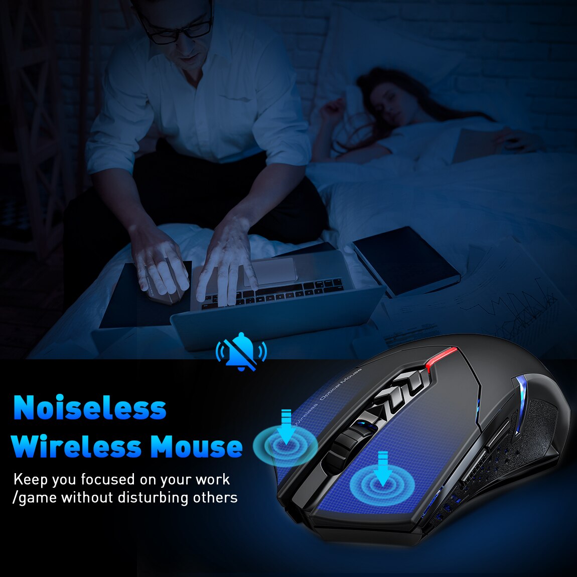 VicTsing Wireless Gaming Mouse Color Backlit 2400 DPI 7 Programmable Buttons Gamer for Dota