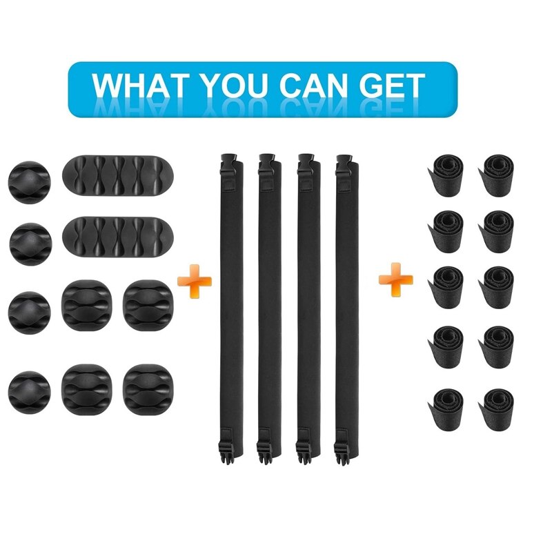 24Pcs Cable Organizer Set Cable Sleeves with Reusable Wire Perfect for TV Computer Home Office Desk Cable Management