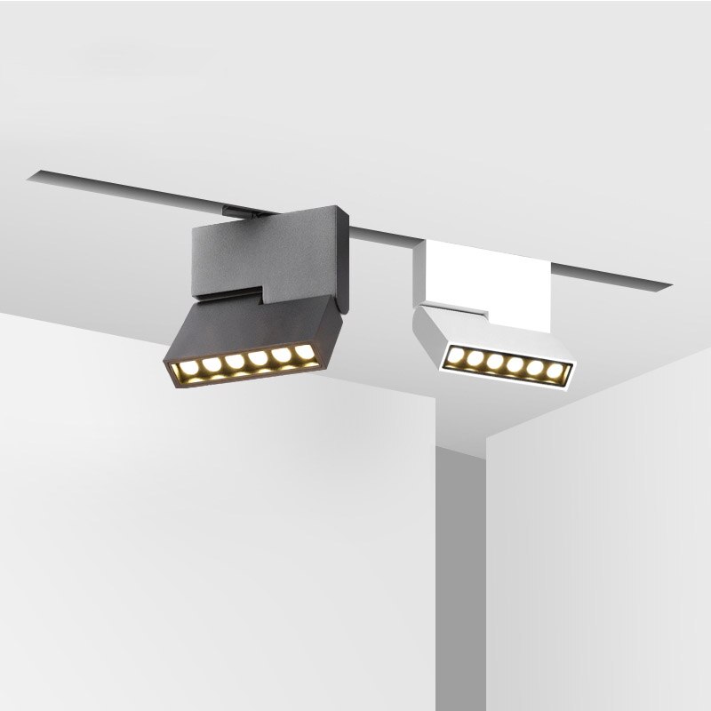 Luces de pista magnéticas de aluminio 6W 12W techo empotrado suspendido LED magnético luces de seguimiento carril iluminación Industrial