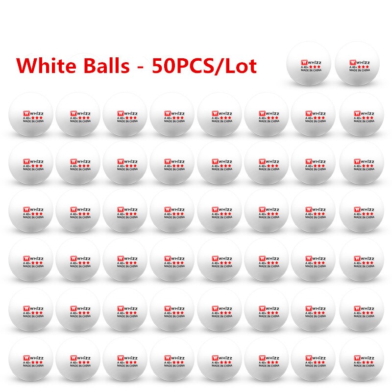 Whizz Pingpong Bal 3 Sterren Concurrentie Training Ballen Materialen Hoge Elasticiteit Ping-Pong Ballen: white balls 50PCS