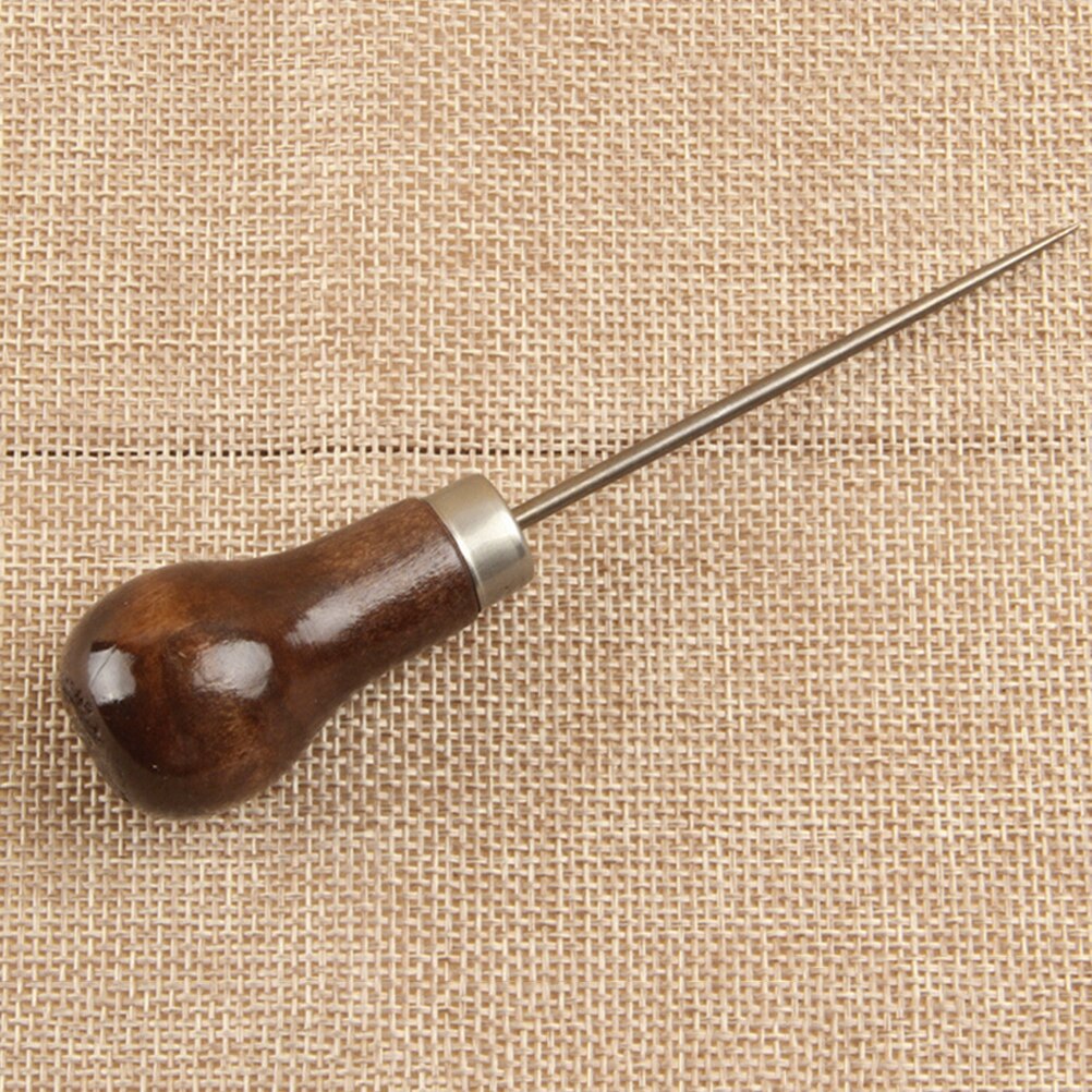 Punzón con mango de madera y cuero, herramientas profesionales para costura, accesorios de costura, 1 ud.