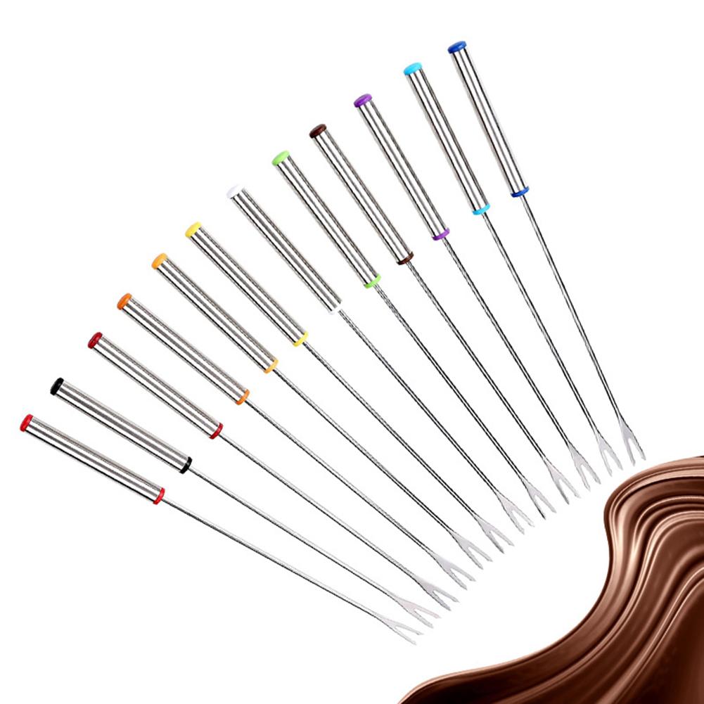 6 Stks/set Rvs Chocolade Vork Pot Vorken Kaas Fruit Dessert Vork Fondue Melting Spies Voor Keuken Servies Tool