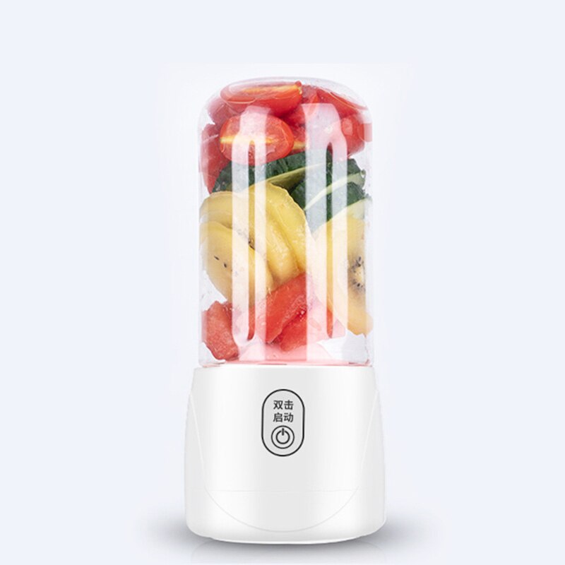 Bærbar Juicepresse 300ml - USB Oppladbar - mini Reiseflaske - Elektrisk Fruktmikser: Hvit