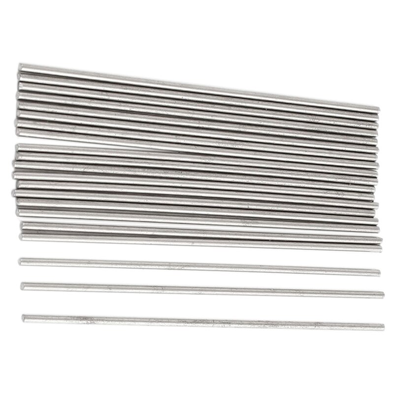 20pcs 50mm x 1mm Zilver Tone Roestvrij Staal Transmissie Ronde Staaf