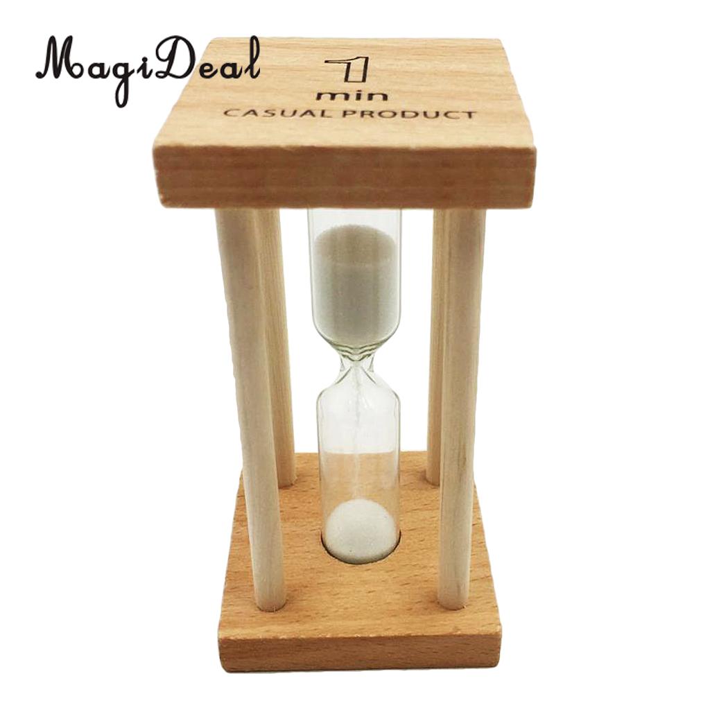MagiDeal 1 Minutes Wooden Frame Hourglass for Kids Brushing Timer Kitchen Cooking Timer - White
