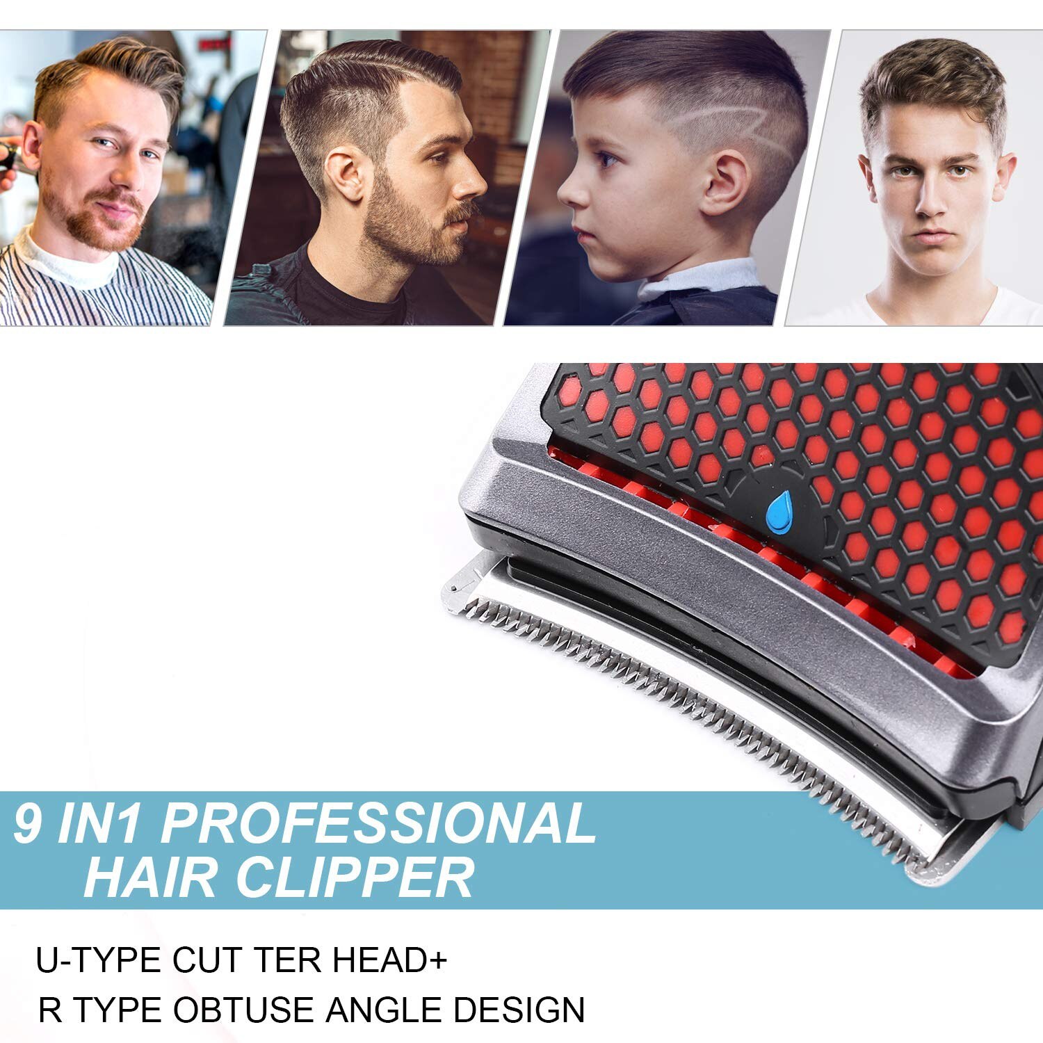 Mannen Bald Head Tondeuse Snelkoppeling Self-Haircutting Hulpmiddel Tondeuse Draadloze Oplaadbare Scheerapparaat Scheren Machine Met 9 Com