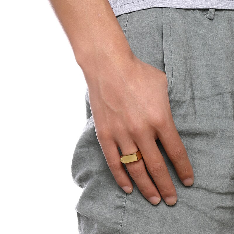 ZORCVENS Vitality Ring in Black Stainless Steel Flat Top Ring for Men Male Jewelry Anel Aneis Masculinos Anillos