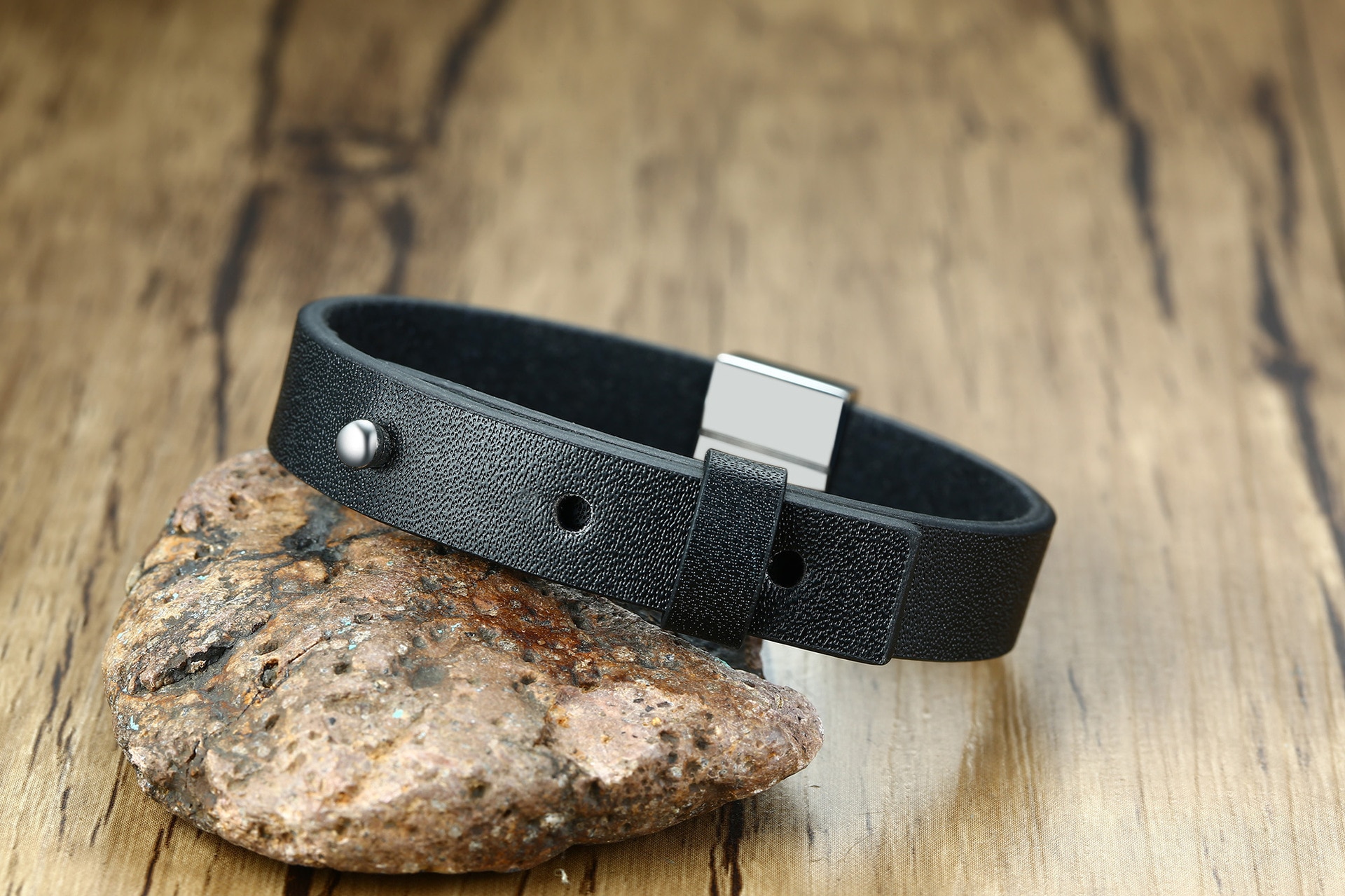 Heren accessoire sieraden eenvoudige stijl zwarte microvezel leren armband zwarte leren armband