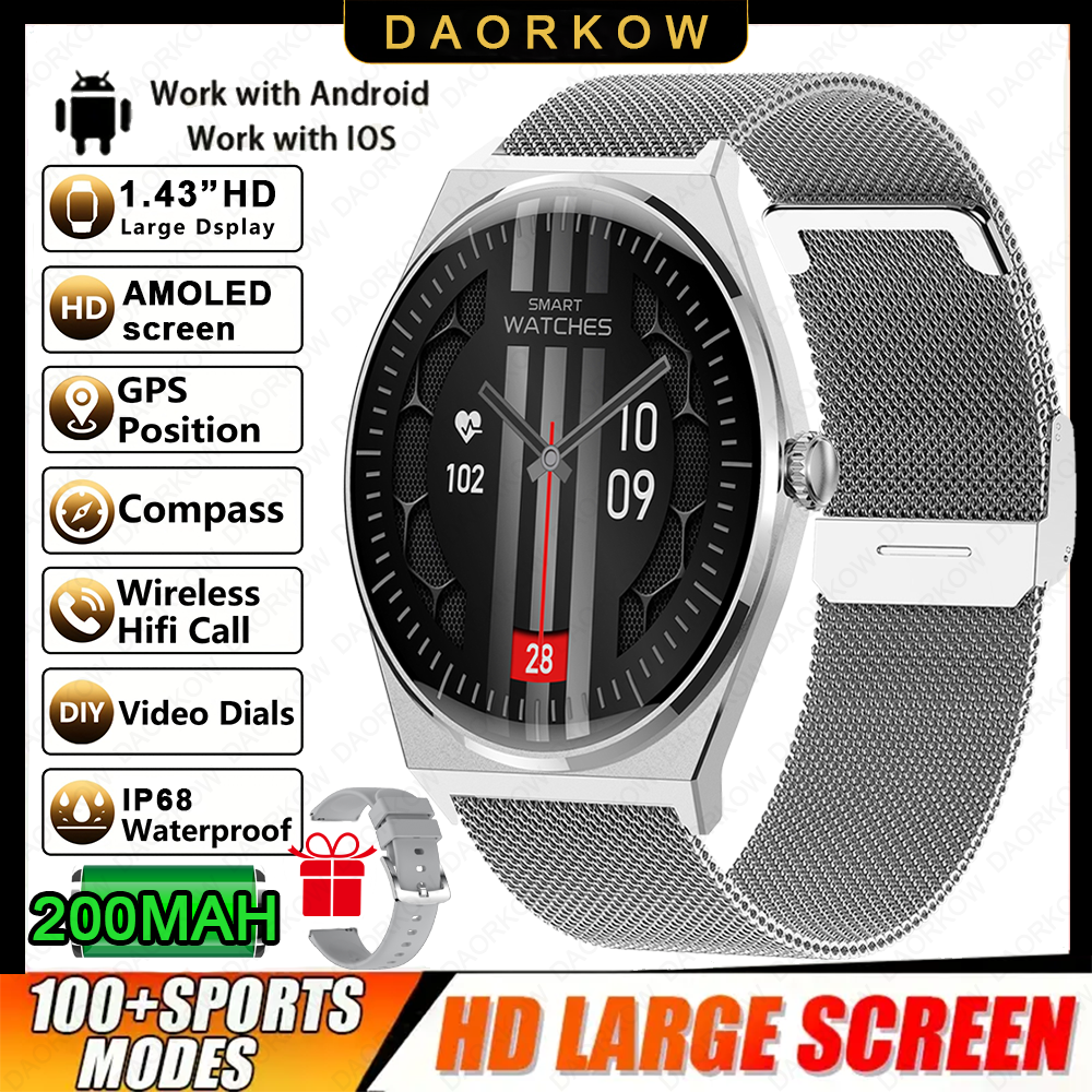 2026 Ultra Sottile Astuto Della Vigilanza Degli Uomini AMOLED 466*466 HD Pixel Display Always Show Time Bluetooth Chiamata di Promemoria Smartwatch Impermeabile: Marrone