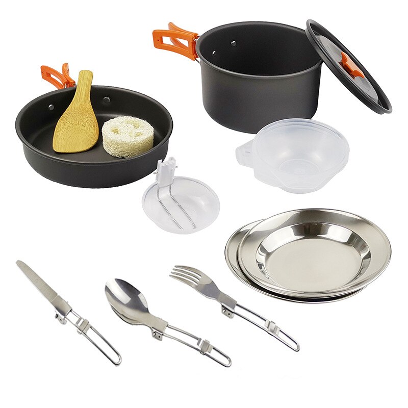 Stainless Steel Portable Pot Pan Kit Outdoor Portable Stainless Steel Camping Cookware Set - Pot & Pan Kit For Outdoor Adventures Backpacking Skillet