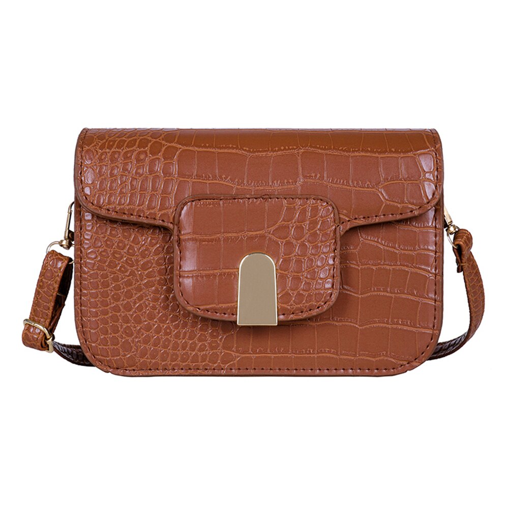 Retro dames messenger portemonnee pu steen leer kleine stevige flip dames schouder reis handtassen kleine crossbody portemonnee: Bruin