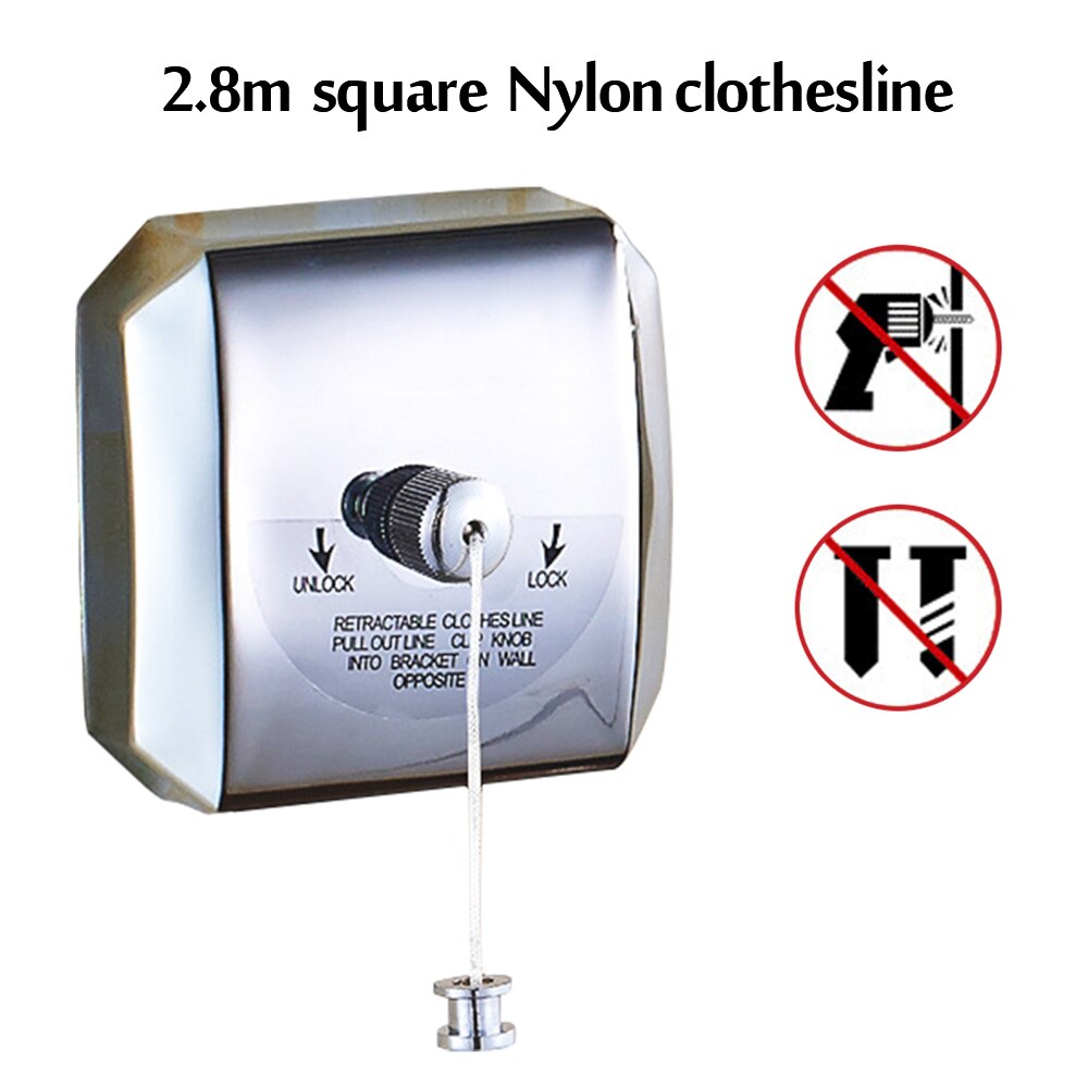 Retractable Clothesline Wall-mounted Indoor Outdoor Washing Clothes Hanger Laundry Drying Line Balcony Invisible Drying Lines: Nylon