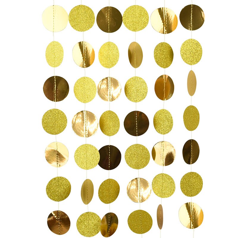 4Meter Silver Gold and Black Paper Circle Garland Round Banner Wall Hanging Garland For Christmas Wedding Birthday Party Decor