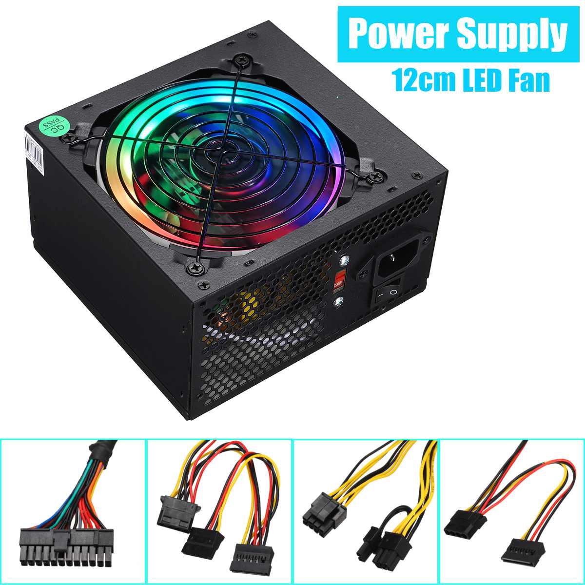 Max 800W Power Versorgung 12cm Mehrfarbige LED rgb... – Grandado