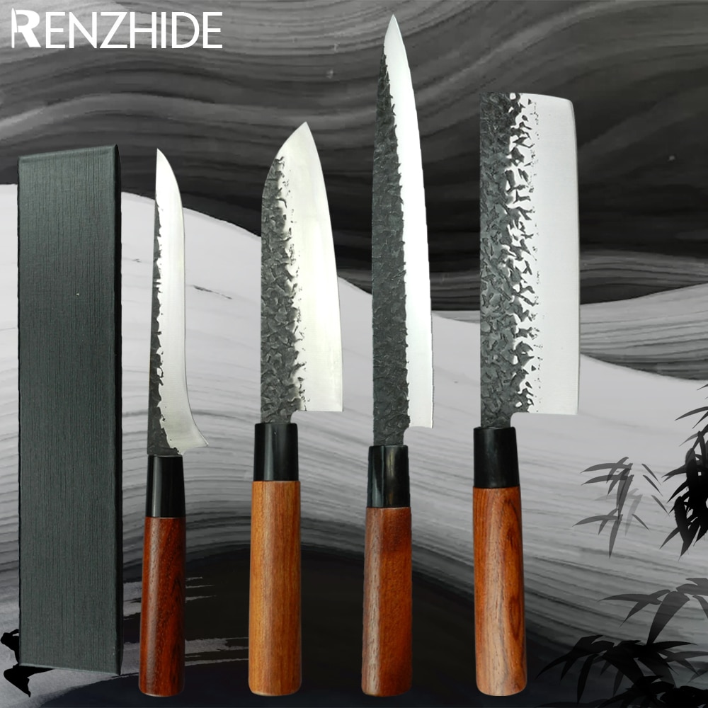 RZD Stainless Steel Kitchen Chef Knife Set 1-4PCS Japanese Style Sushi Sashimi Knife 9 INCH Chef Slicing Knife Deboning Bone