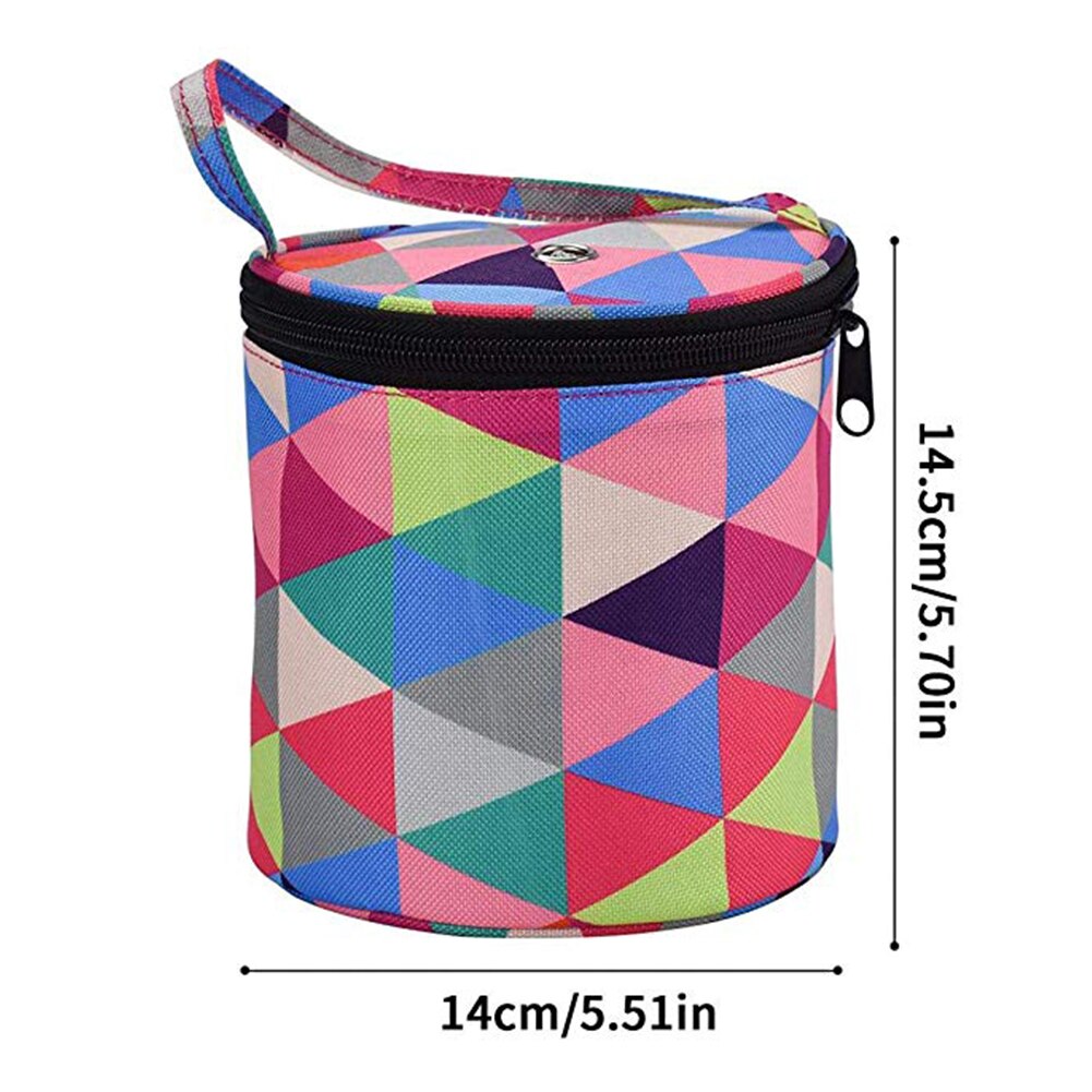 Printed Cloth Weaving Crochet Tote Zipper Closure DIY Craft Knitting Bag Anti-winding Home Portable Yarn Storage With Handle