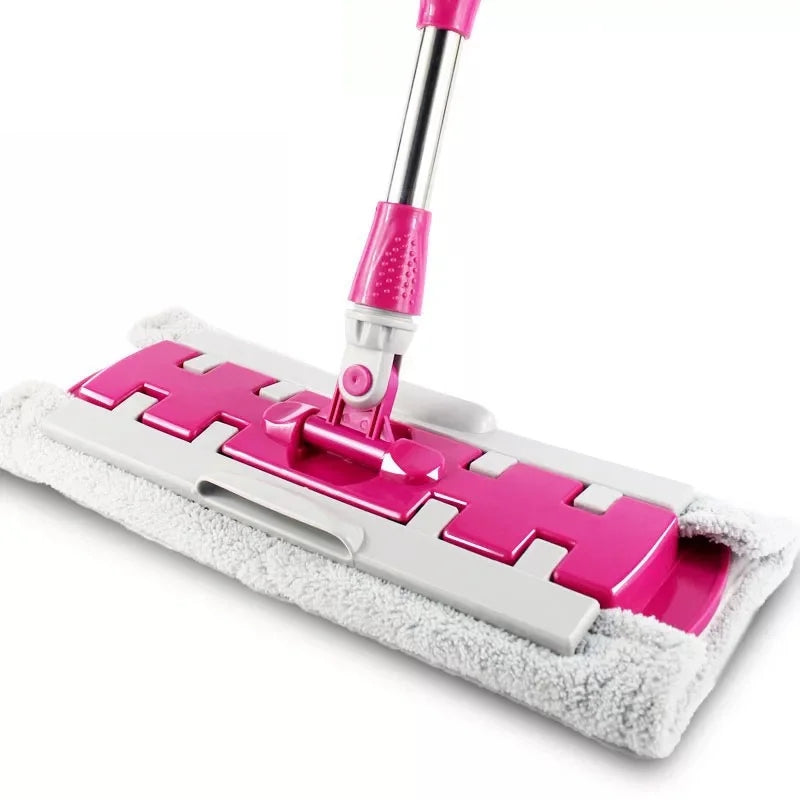 Flat Mop Stainless Steel Handle With Reusable Washable 3Mop Cloths Microfiber Large Telescopic Floor Mop Household Cleaning Tool: Blue