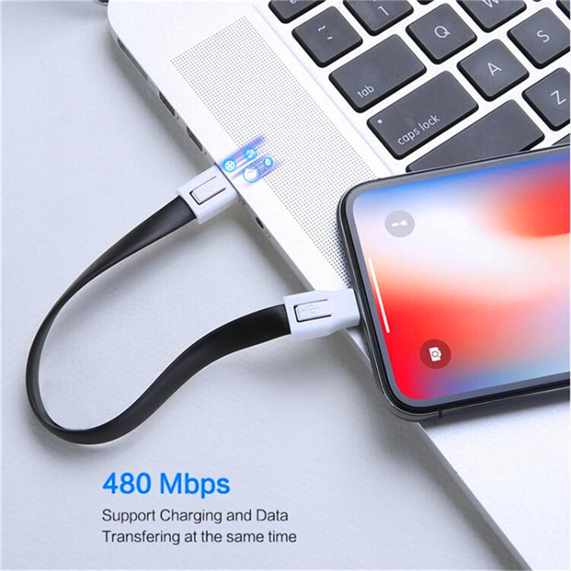 Kort mini nøglering usb kabel hurtig opladningsledning micro usb c type c til iphone ipod android oplader datasync ladekabler