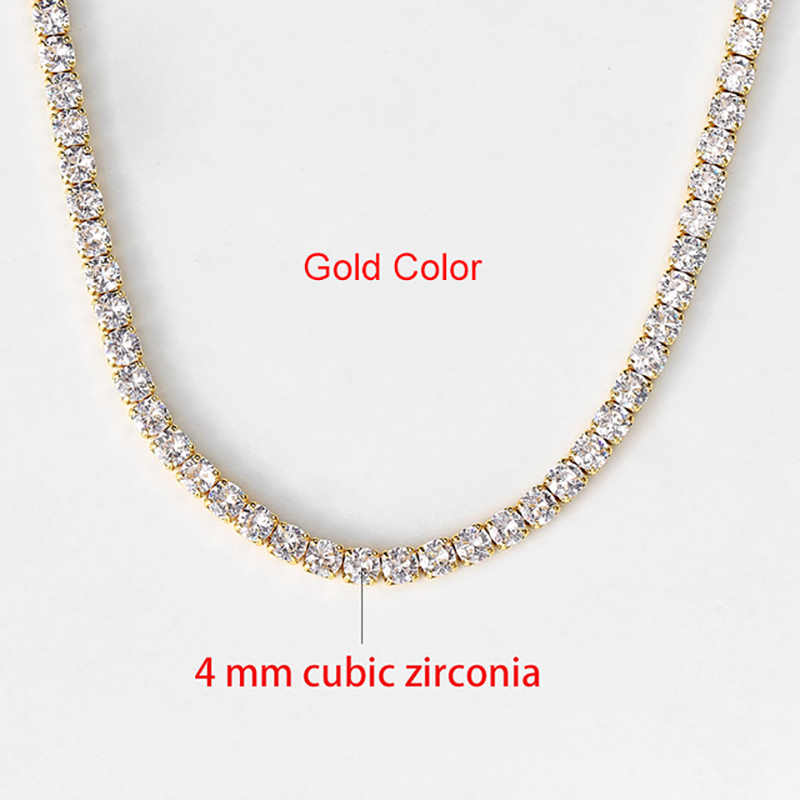 Collar de cadena de tenis de lujo para mujer, Gargantilla Sexy, circonita cúbica, diamante, cuello de hip hop, accesorios de joyería OHN016: 40 cm / Color amarillo dorado claro