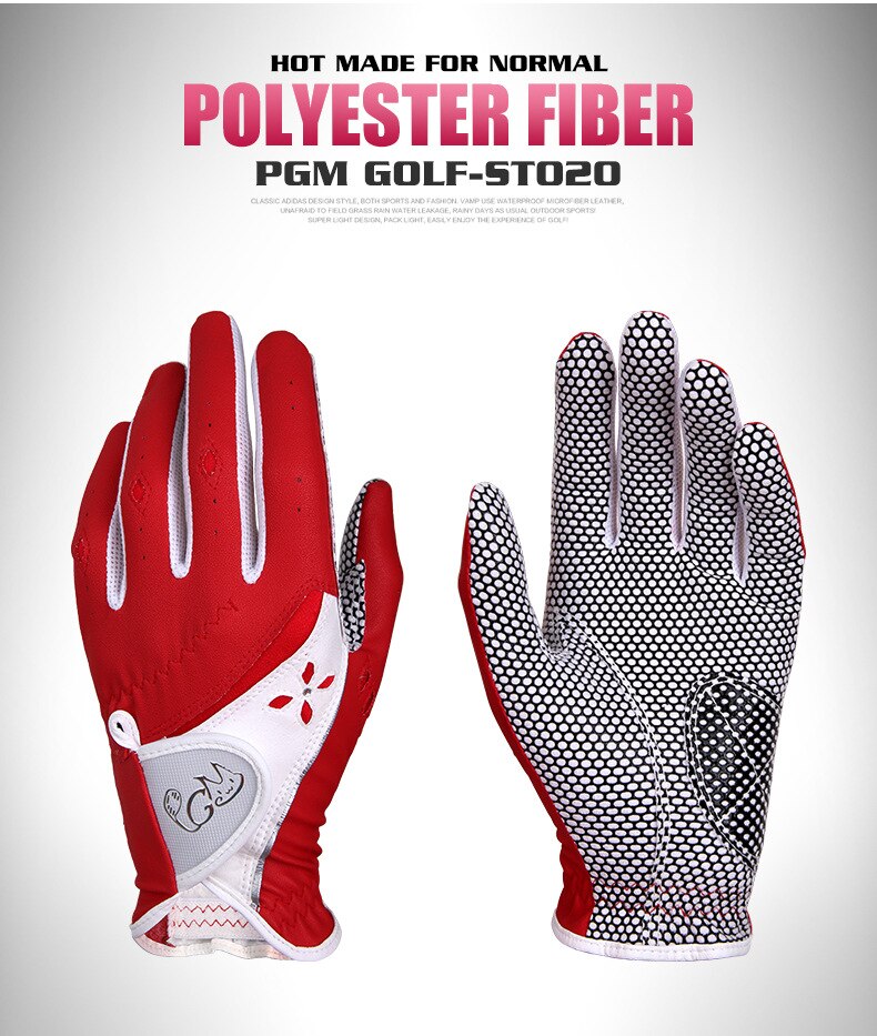 PGM – gants de Golf antidérapants pour femmes, 1 paire, main gauche et main droite, gants de sport de plein air respirants pour dames: Rouge / 21