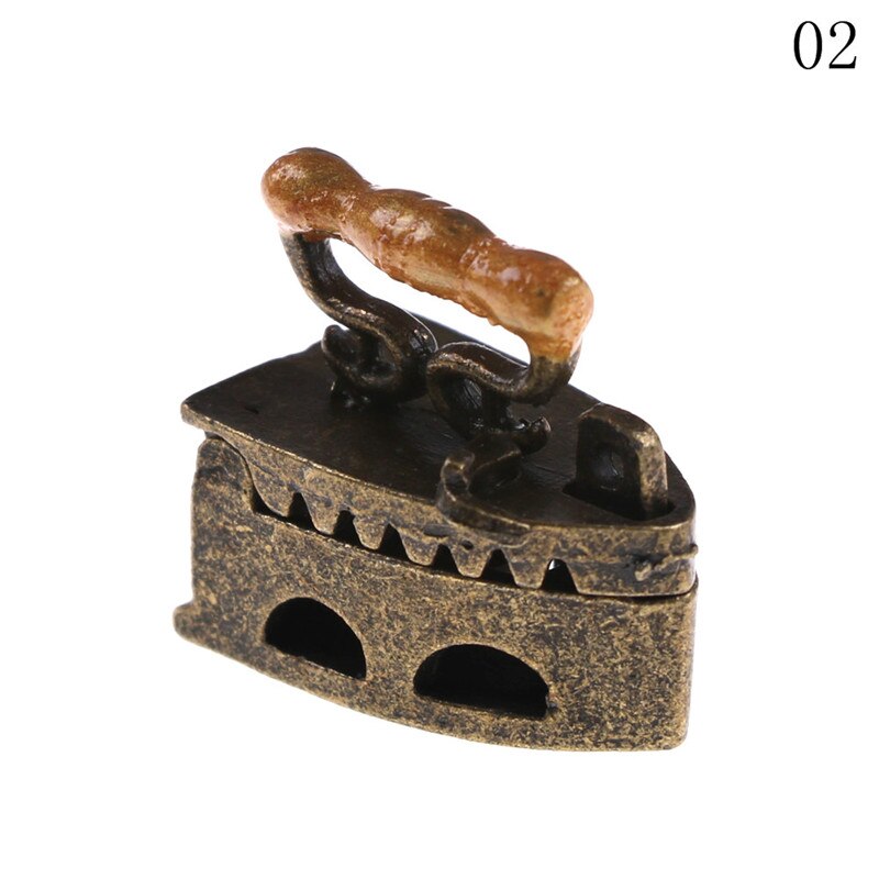 Mini Dollhouse Miniature 1:12 Toy Vintage Metal Black Iron Clothes Tool Urniture Toys Accessories