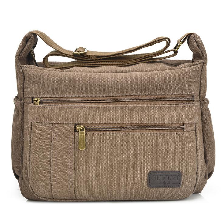GUMUZI Casual Travel Canvas Mens Shoulder Bag Vintage Women Crossbody Messenger Bags Male handbag totes: Auburn