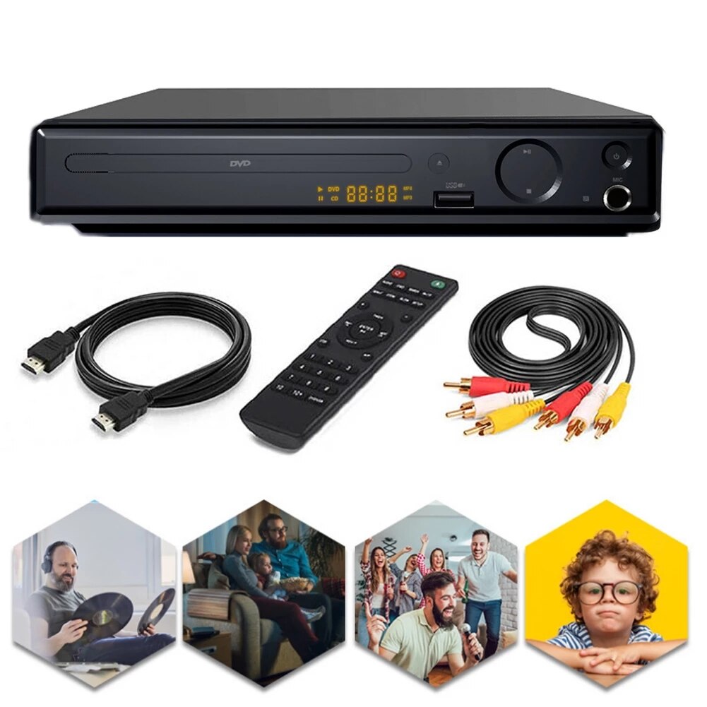 USB Metal With Cable VCD Multi Format CD Home Portable DVD Player For TV Support HDMI-compatible CD SVCD VCD Function