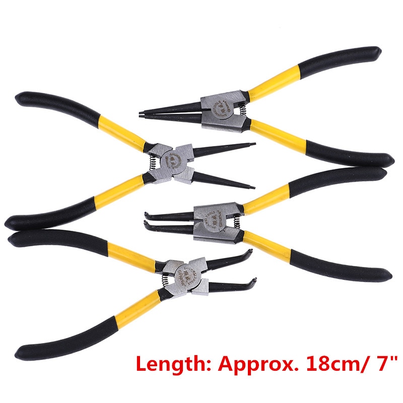 1pc 1m/ 7" Snap Ring Pliers Set Curved Straight Tip Circlip Combination Retaining Clip Mechanical Tools