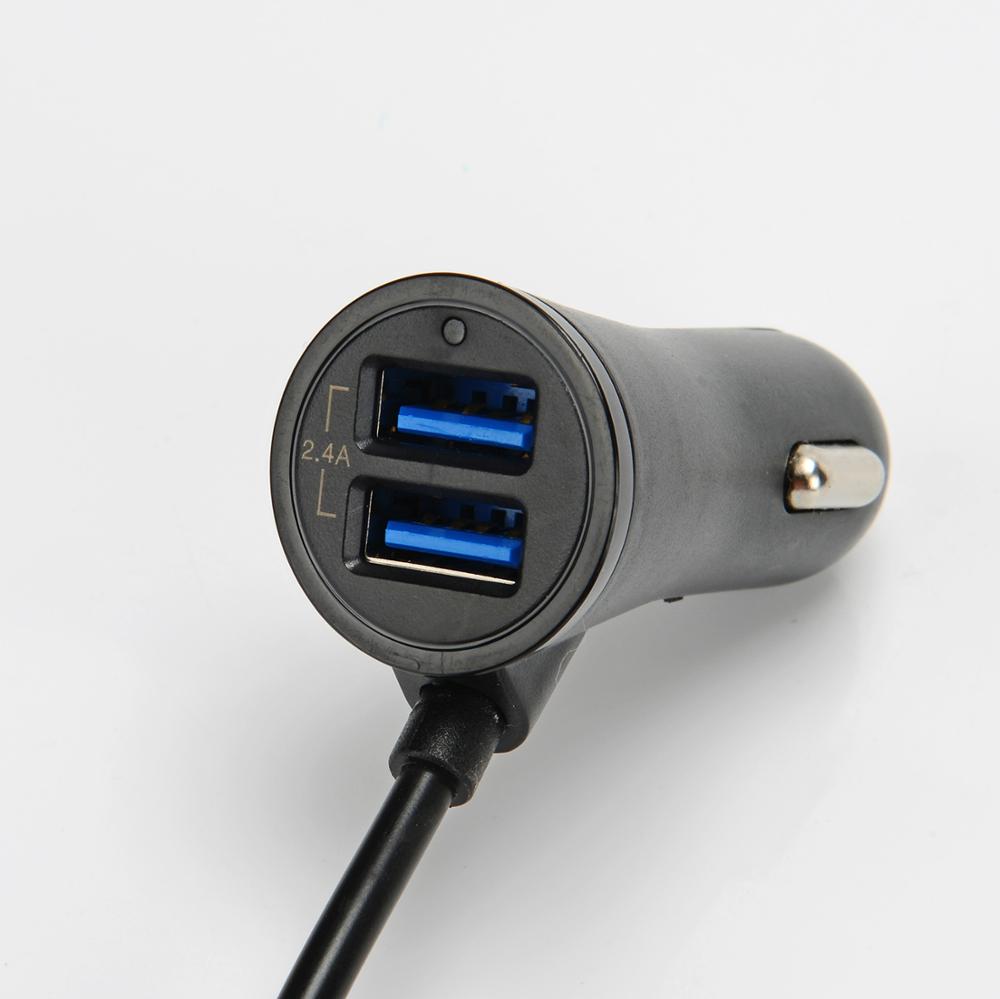 Car Charger - 4 USB Ports - 1.7m Cable - Fast Charging - Back Clip Mount for Tablet Smartphone iPhone
