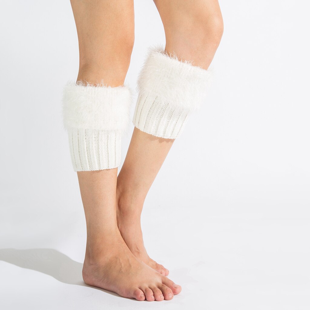 Calentadores de piernas con plumas artificiales para invierno