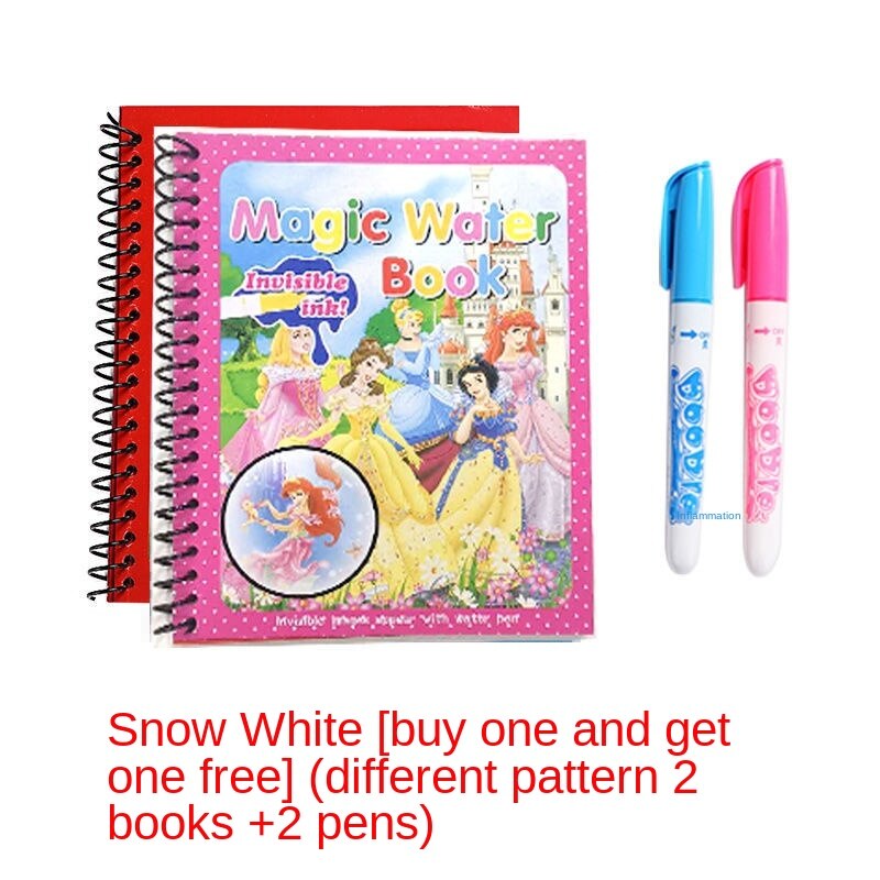 Children's graffiti picture book reusable picture book baby puzzle water brush set kindergarten princess drawing book: A