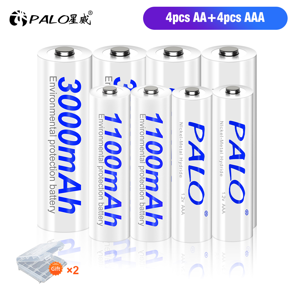 1.2V AA AAA NIMH Baterías Recargables 2A 3A + 8 Ranuras USB-C Cargador de Batería Rápido Con cable para juguetes linterna Ratón Mando a Distancia: Castaño
