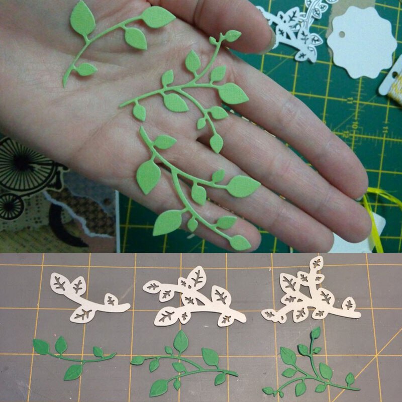 Green Leaves Metal Cutting Dies Stencils For DIY Scrapbooking Photo Album Die Cuts Decorative Embossing Paper Cards Crafts Tools: 2