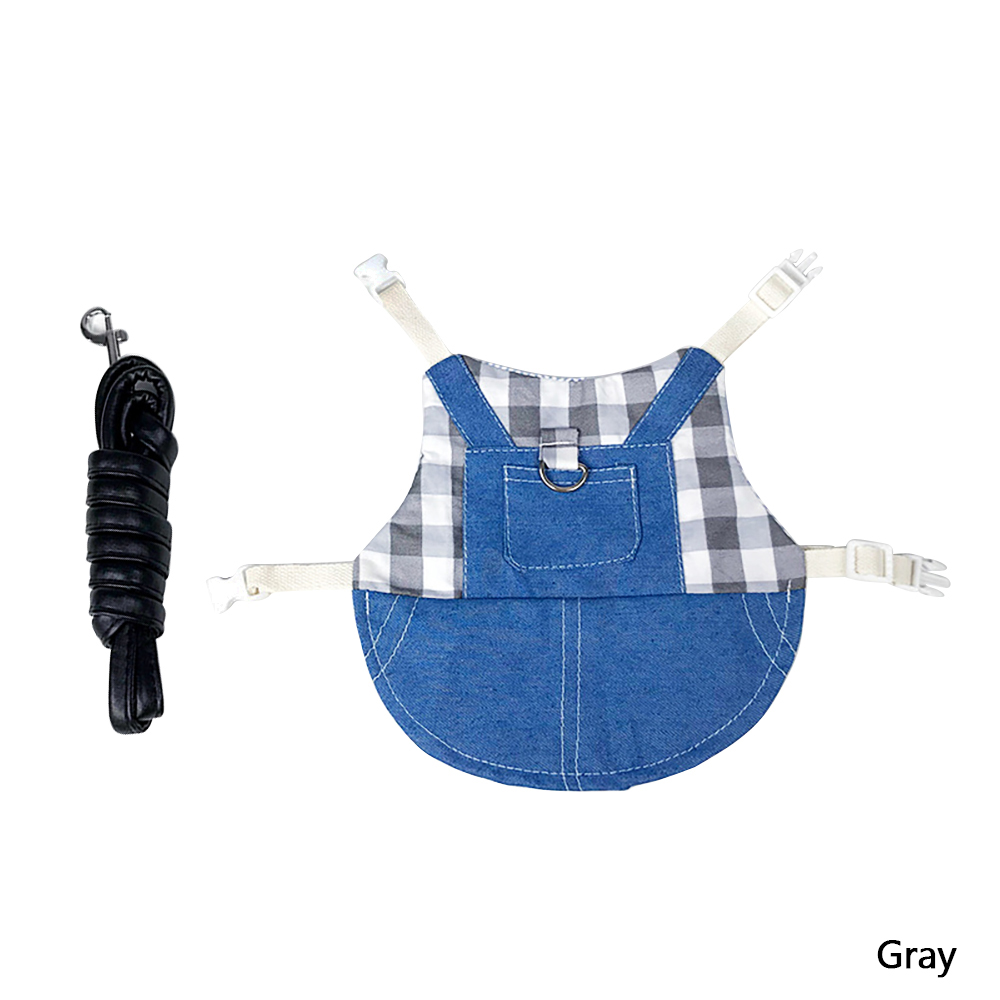 Kleine Ebene Denim Jacke Mantel nutzbar machen Leine Weste Tasche Hütte einstellen Haustier Kaninchen Kleidung für Frettchen Hase Hamster Kleine Haustier liefert: grau / L