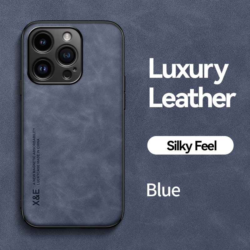 For Apple iPhone15 iPhone 15 Plus Leather Case Sheepskin Texture Back Cover Shockproof Phone Case for iPhone 15 Pro Max: Plastic / Blue