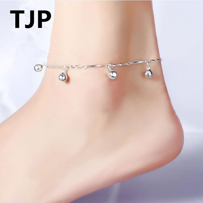 TJP breloque cloches fille fête Bracelets bijoux argent 925 femmes Bracelets de cheville bijoux boules brillantes dame accessoires Bijou