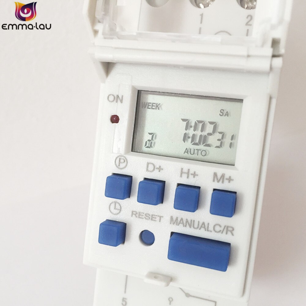 Electronic Daily Weekly 7 Days Programmable Timer 220V AC Digital LCD Auto 16 On/Off Relay DIN Rail Timer Switch THC15A