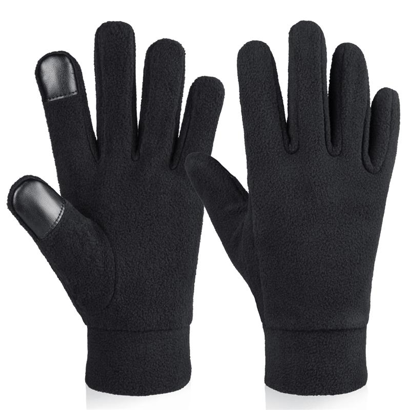 Ozero vindtætte varme handsker vinter termiske handskeforinger med isoleret polar fleece hænder varmere i koldt vejr til kvinder mænd: Sort / Xl
