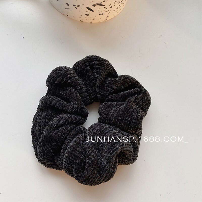 Scrunchies negros temperamento para Otoño/Invierno, lazos para el cabello a la , soporte para cola de caballo, banda elástica para el cabello, accesorios para el cabello coreanos para mujeres y niñas