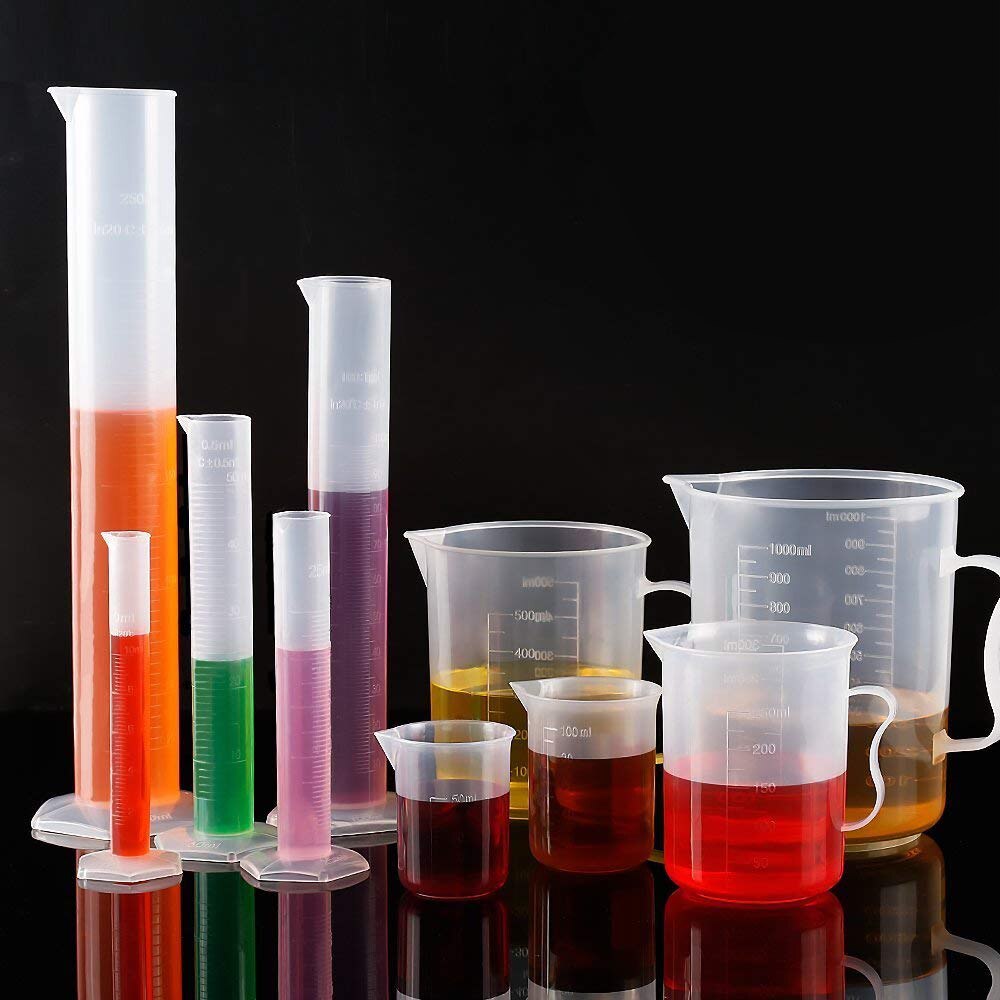 Plastic Graduated Cylinders And Plastic Beakers5pcs Plastic Graduated Cylinders 10ml 25ml 50ml 3006