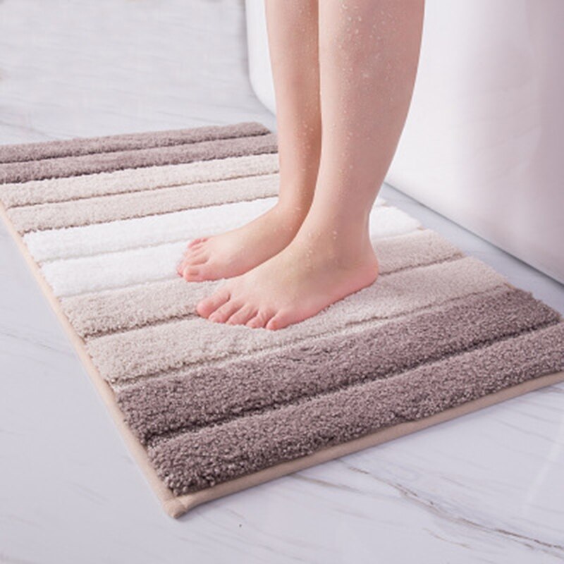 Oneup skridsikker bademåtte badeværelse tæppe enkel stribet absorberende tæppe værelse stue dør trapper badeværelse fod gulvmåtter