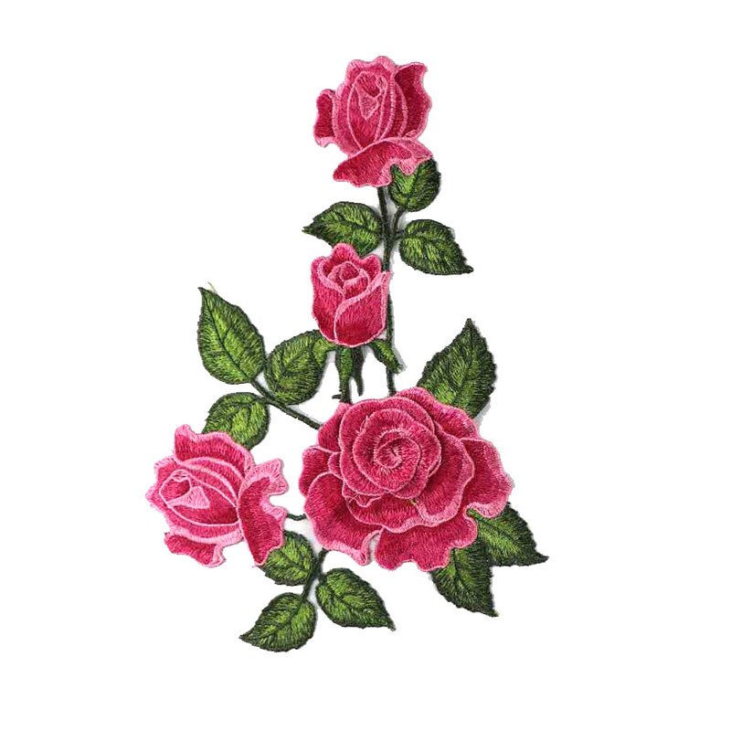 1pc Red Rose Patch Embroidered Sewing On Patch Flower Iron On Patch Stickers Clothes Badge Sewing Fabric Applique Accessories: rose red