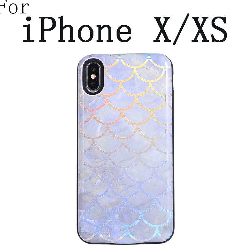 Slim Smart Battery Case for iPhone XR X XS 11 Pro Max 6 6 S 7 8 Plus SE Charging Power Bank snake skin fish scales pattern: iX-YL