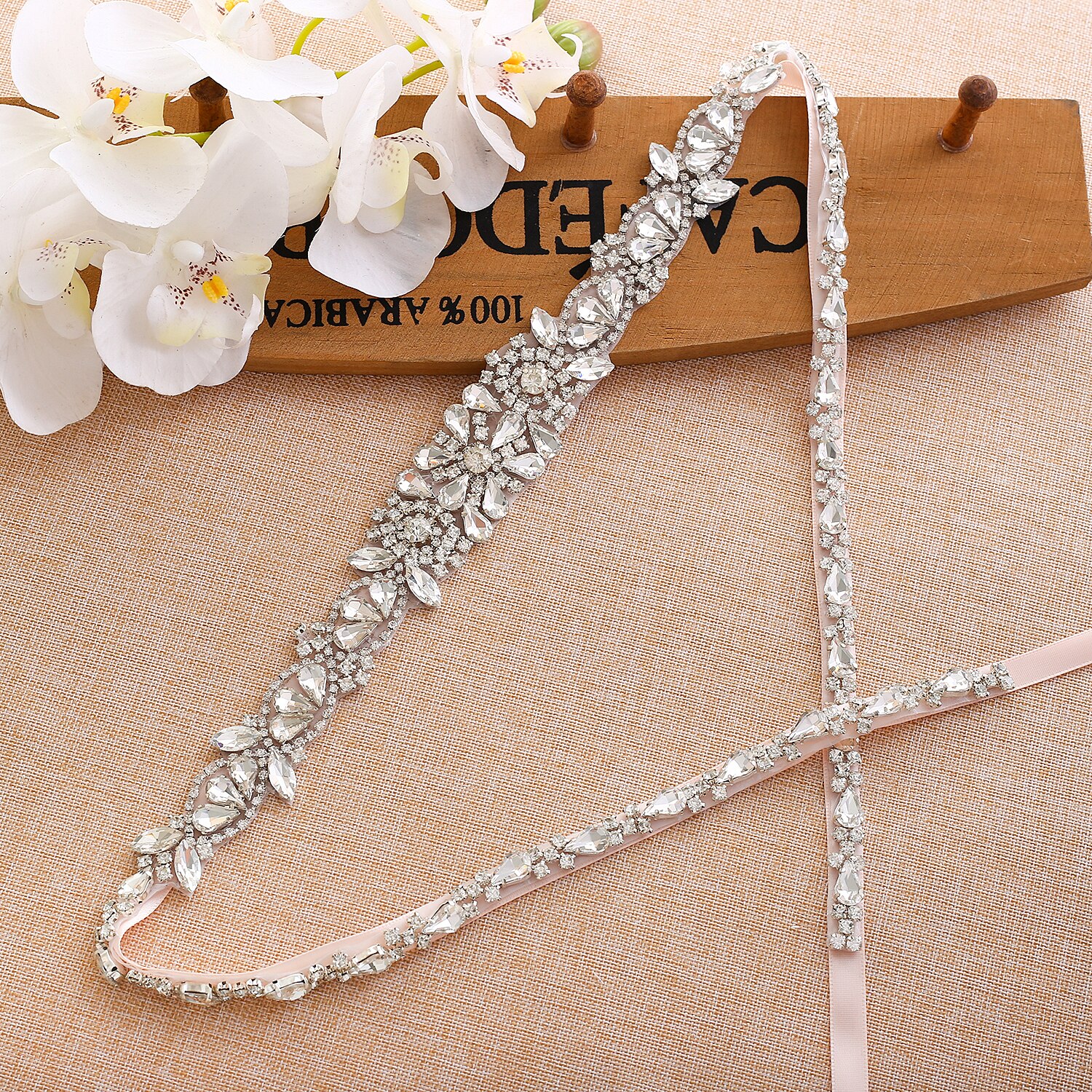 Cintos de Casamento De cristal Cinto de Fita de Cetim Nupcial Sash Belt Vestido de Casamento de Strass Acessórios de Casamento Y138S