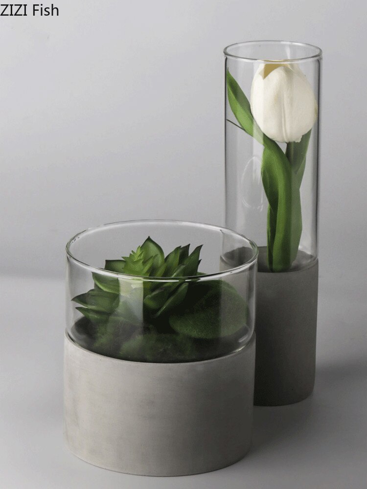 Modern Glass Vase Tabletop Vases Thydroponic Containers Flower Pot Home Decor Crafts Wedding Decoration