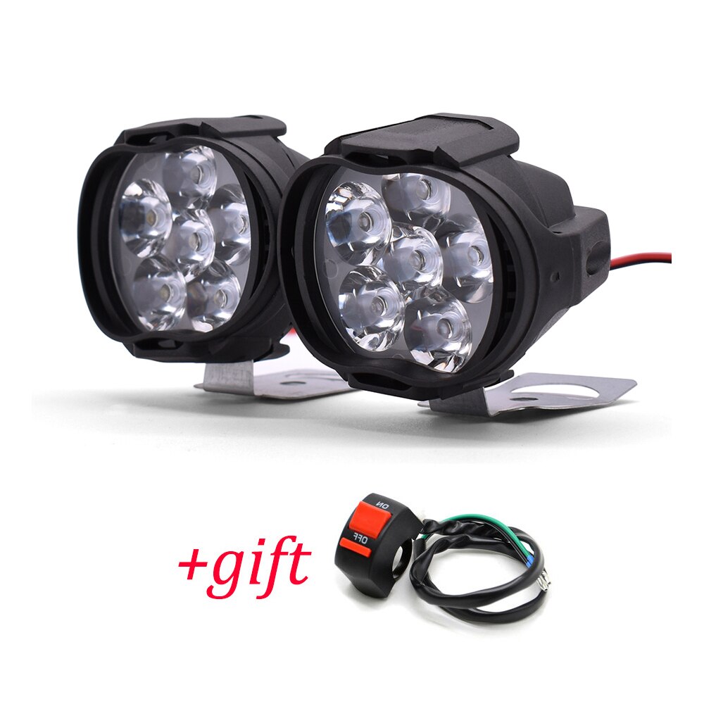 Motorrad LED Lampen Wasserdicht Nebel Stelle Scheinwerfer 10W Mit Schalter Für Kawasaki Z1000 Z650 Z900 zzr 600 zxr 400 zx 6r kdx 125: Weiß-6LED