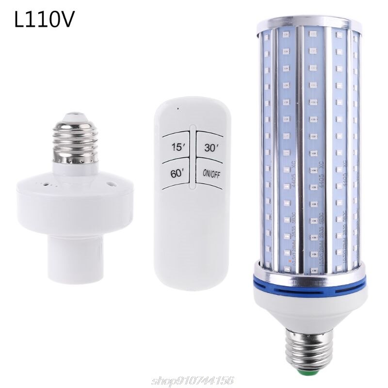 60W UV Germicidal light LED UVC Light Bulb Room E27 E26 Lamp 110V 220V 86-265V w/ Timing & Remote Control F18 21: L110V