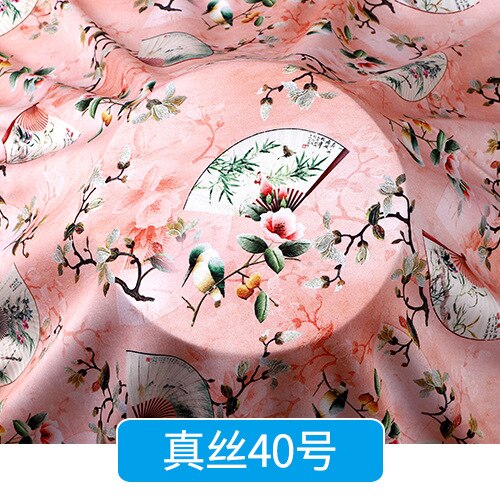 Chinese Zijde Stof Door De Meter Pure Zijde Katoen Hoogwaardige Voor Jurk Bloemen Rok Cheongsam Flower Gedrukt Zachte brocade Naaien: Silk 40