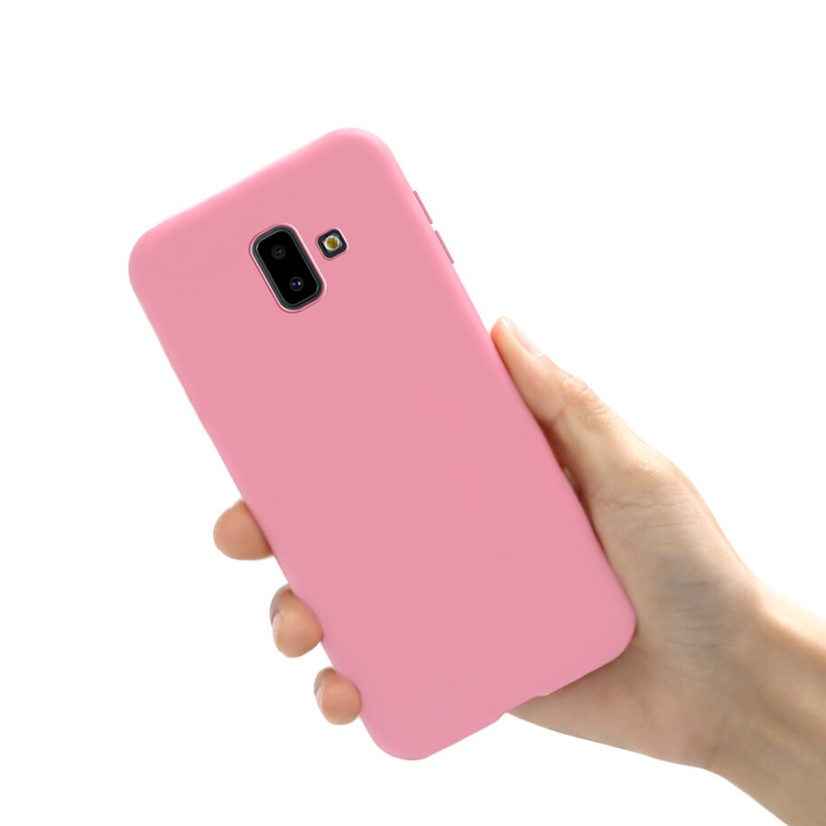 Etui na telefon do Samsung Galaxy J6 2018 okładka cukierki kolor dla Fundas Samsung J6 2018 J600F J6Plus J6 + J 6 Plus 2018 Case miękkie Capa: J6 Plus 2018 / Pink
