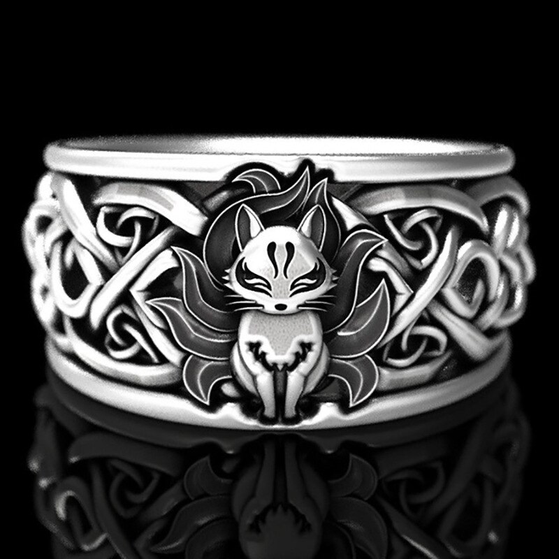 Søde vintage sølvfarve ræv udskæring dyreringe til kvinder fest punk finger ring smykker: 10
